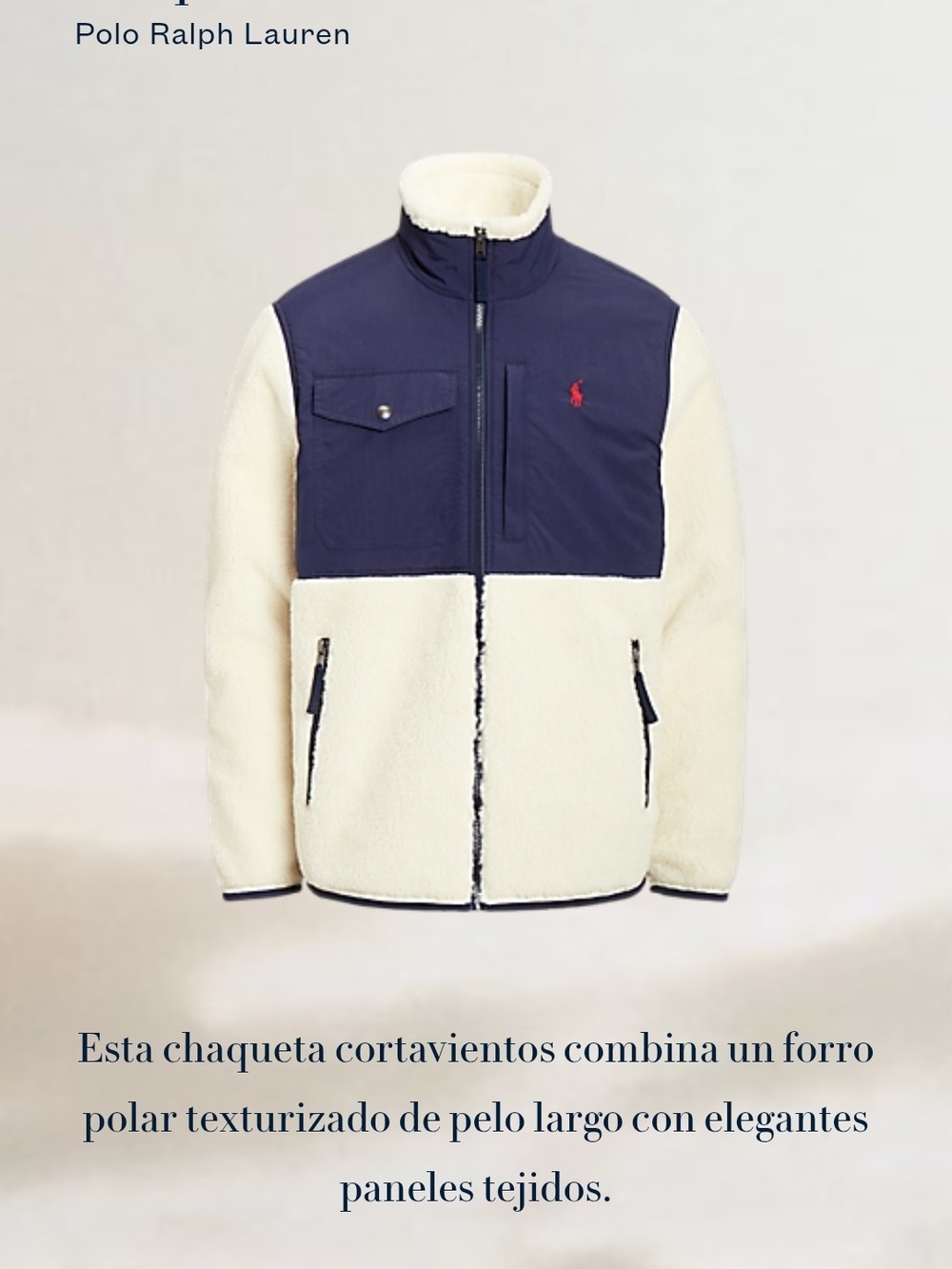 Ralph Lauren Navy and Cream Sherpa Windbreaker Jacket